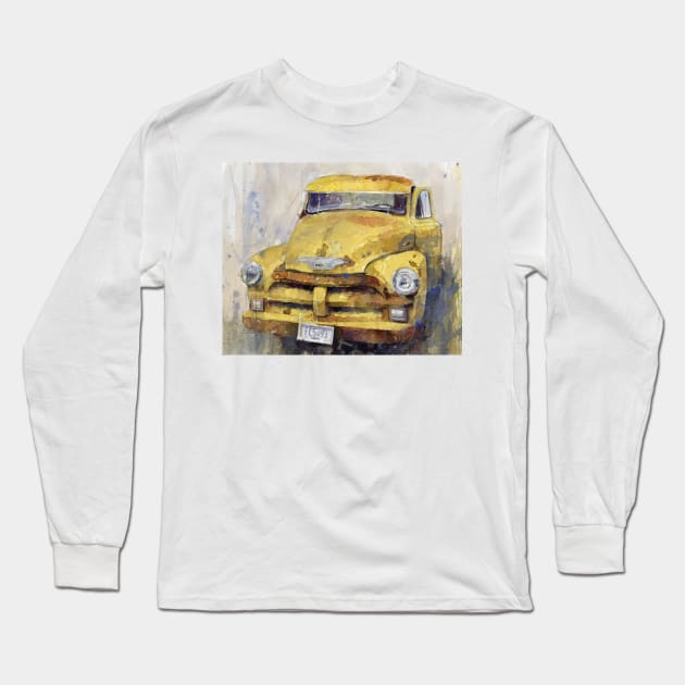 Vintage Old Truck- Yellow Long Sleeve T-Shirt by dfrdesign